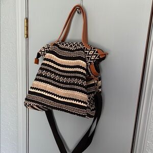 Stylish Black and Tan Patterned Women's Bag